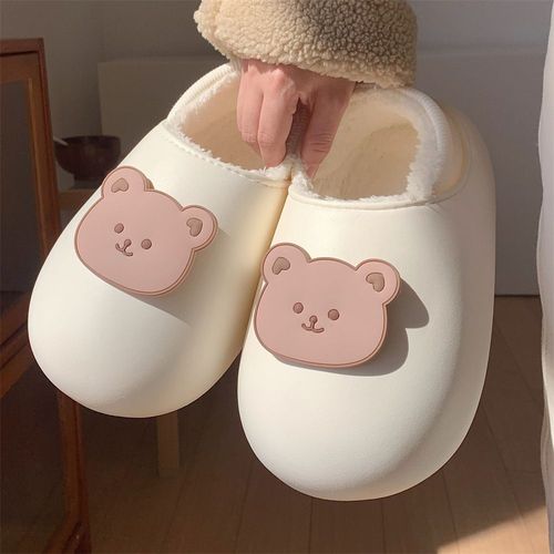 Chambre Des Femmes Impermable Mignon Dessin Anim Ours Coton Pantoufles Hiver Chaud Plus Velours Baotou