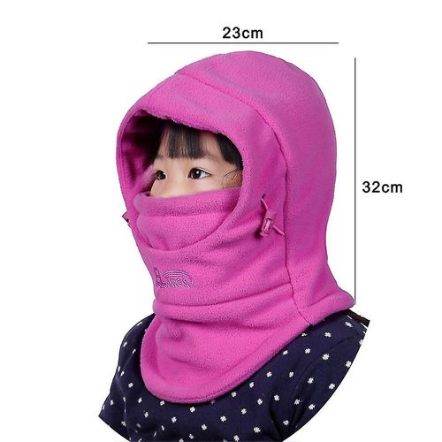 Chapeau Coupe-Vent D'hiver Pour Enfants, Cagoule Polaire Unisexe Pour Enfants, Masque De Ski Avec Couverture Chaude Pour Gar?Ons Et Filles, Noir