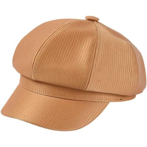 Chapeau De Bonnet Pour Femme Bret De Visire Bret Casquette De 8 Panneaux Ivy En Cuir Pu,Brown