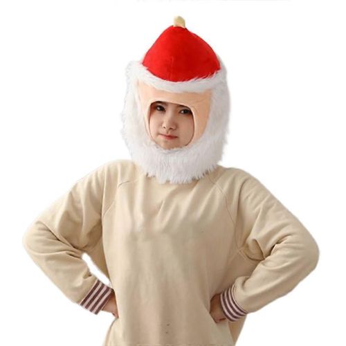 Chapeau de Pre Nol amusant et chaud avec barbe et cache-oreilles pour poupe, accessoire photo pour fte de Nol ou cosplay
