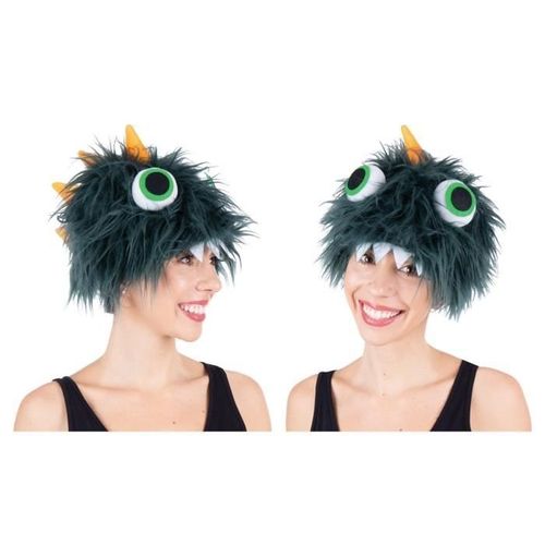 Chapeau Halloween Adulte Monstre Velu Vert Fonc - Ptit Clown - Ref/22944 - Taille Unique Mixte - Polyester