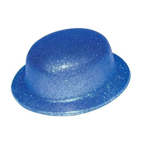 Chapeau Plastique Melon Avec Bords Arrondis Paillettes Bleu - Ptit Clown - Accessoire De Dguisement