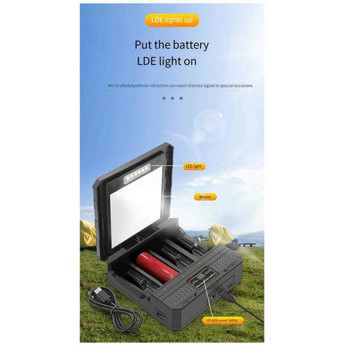 Chargeur 18650 Batterie Solaire Au Lithium Intelligent Type-C Extrieur Multifonction  Quatre Emplacements
