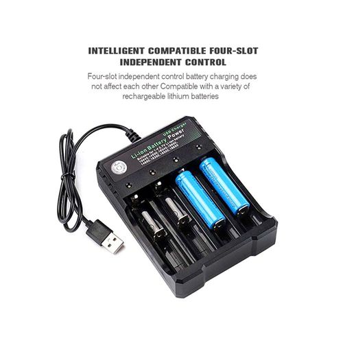 Chargeur 18650 De Batterie Li Ion Lithium  4 Fentes, Lecteur, Amplificateur, Support De Charge Usb, Quatre Charges Indpendantes