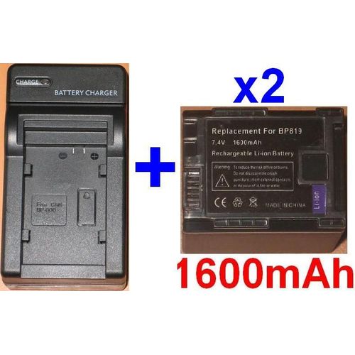 Chargeur + 2 Batteries Pour Canon BP-819 BP819 Vixia HF10 HF11 HF100 HG20 HG21 FS10 FS11 FS100, Flash Memory Camcorder FS10 FS100 FS11 **1600mAh**