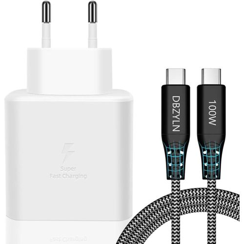 Chargeur 45w Charge Rapide Pour Samsung S24, S24+,S24 Ultra,S23 Ultra, Tab S7, S8, Z Fold5, Flip5, Fold4, Flip4, Note20, A53, A54, Usb C Bloc Prise Adaptateur Secteur Avec 5a Cble (Blanc)