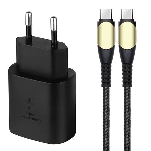 Chargeur Adaptateur 25w + Cble Usb-C Rapide 60w Pour Samsung Galaxy A34 A33 A32 4g/5g A54 A53 A52 4g/5g A52s - Noir - E.F.Connection