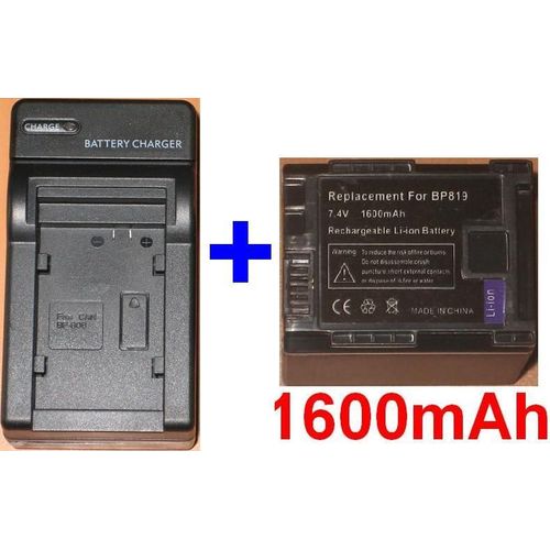 Chargeur + Batterie Pour Canon BP-819 BP819 Vixia HF10 HF11 HF100 HG20 HG21 FS10 FS11 FS100, Flash Memory Camcorder FS10 FS100 FS11 **1600mAh**