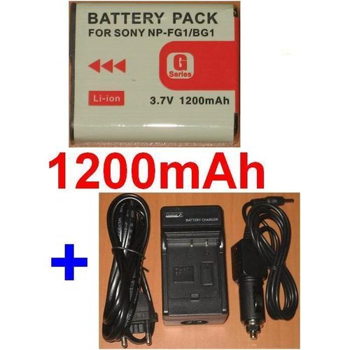 Chargeur + Batterie Pour SONY NP-BG1 NP-FG1 DSC-H9, DSC-W35, DSC-W50, DSC-W55, DSC-W70, DSC-W80, DSC-W90, DSC-W200, DSC-N1, DSC-N2, DSC-T50, DSC-T70, DSC-T10, DSC-T100 **1200mAh**