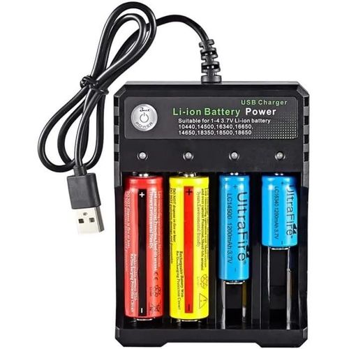 Chargeur De Batterie 18650, Chargeur De Piles Universel 4 Emplacements Avec Ecran Lcd Pour Batterie Rechargeable Li-Ion 3,7 V A97