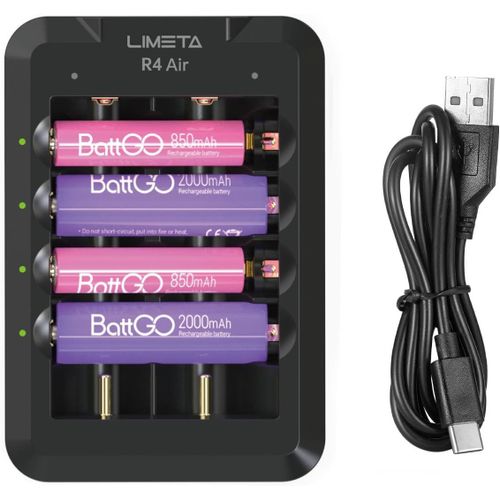 Chargeur De Batterie 6 Baies Aa Aaa-Chargeur De Batterie 18650-Chargeur Usb De Type C-Charge Rapide Pour Piles Rechargeables Aa Aaa Li-Ion 18650-Connectivit App-Matriau De