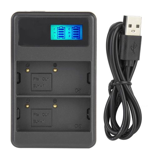 Chargeur de batterie BLH-1 a double port USB avec ecran LCD pour Olympus E-M1 Mark II