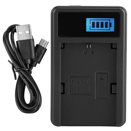 Chargeur de batterie simple avec ecran LCD pour appareils photo Canon EOS 5DS, 5D Mark II, Mark III, 6D, 7D