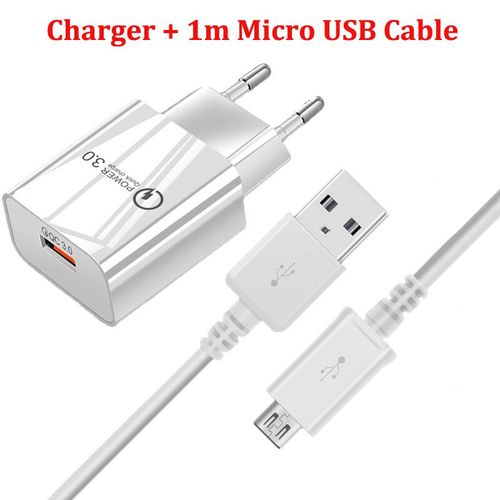Chargeur De Tlphone Rapide Avec Cble Micro Usb Qc 3.0,Prise Murale De Voyage Ue Pour Huawei Y5p Y6p Y7p Redmi 9a 9c 7a Snap5a 4a Note 6 5 Pro 4x 18w - Type Charger And Cable #A