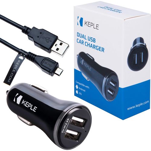 Chargeur De Voiture Par | Adaptateur De Voiture  Double Port Micro Usb Compatible Avec Huawei P10 Lite/P9 Lite/P8 Lite 2017/Mediapad T3 10/Honor 5c/Honor 6 | 2 X 2.4a (12/ 24v) (1m)[Q930]