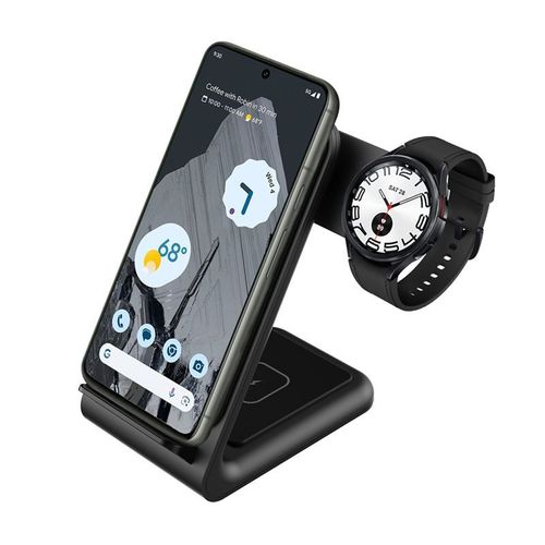 Chargeur Induction 3-En-1 Crong Powerspot Pivot 15w Pour Smartphone Samsung & Android