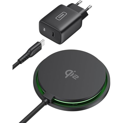 Chargeur Induction Iphone,15w Chargeur Rapide Certifi Qi2 Compatiblemagsafe,Chargeur Sans Fil Pour Iphone 16 Pro 15 14 13 12 Plus,Avec Cble Usb-C Et Adaptateur Inclus