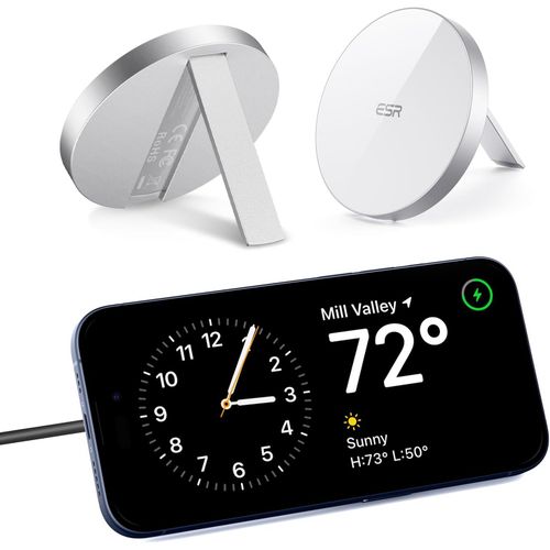 Chargeur Induction Sans Fil Halolock Avec Bquille Compatible Avec Magsafe, Iphone 16/16 Plus/16 Pro/16 Pro Max/15/14/13 Series, Airpods 4, Cble De 1,5 M Dbranchable, Blanc.[F1518]