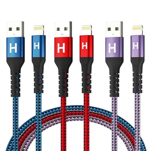 Chargeur Iphone [Apple Mfi Certified], 3pack 1,8m En Couleur Violette Rouge Bleu, Lightning En Nylon Lightning Fast Charging Cble Compatible Iphone 14/13/12/11 Pro Max