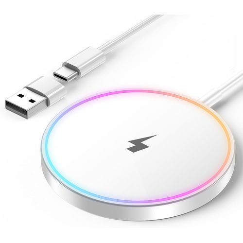 Chargeur Mag-Safe 15w Rapide Chargeur Magntique Sans Fil Pour Iphone 16/15/15 Pro/15 Pro Max/14/13/12/11/X/Xs/Xr/Airpods 2-Blanc,Chargeur Induction Iphone Charge Rapide Chargeur A Induction