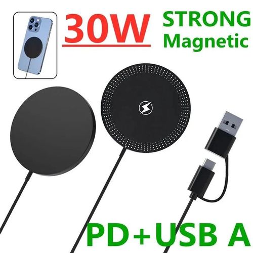 Chargeur Magntique Sans Fil 30w, Support De Charge Rapide Pour Iphone 15 14 13 12 Pro Airpods Pd Macsafe, Station D'accueil Pour Chargeurs De Tlphone Usb And Type C Input