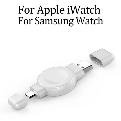 Chargeur Magntique Sans Fil Pour Samsung Galaxy Watch 6,5,4,3 Pro,Port Usb A Type C,Chargeur Rapide Portable Pour Apple Watch 9,8,7,6,5 - Type White Charger