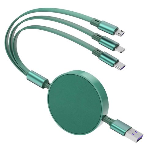 Chargeur Multi Embout Rtractable 3 En 1,6a 1,1m Avec Usb C, Micro Usb Et Port Phone Pour Phone 16/15/13, Tablette, Galaxy, Google