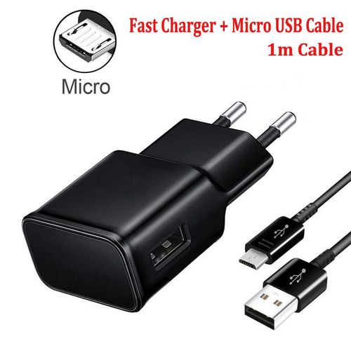 Chargeur Mural Avec Adaptateur,Cble Micro Usb,Pour Samsung Galaxy S7 S6 Edge S5 S4 A10 J310 J330 J510 J530,9v/1,67a,Prise Ue - Type A Set Of Black