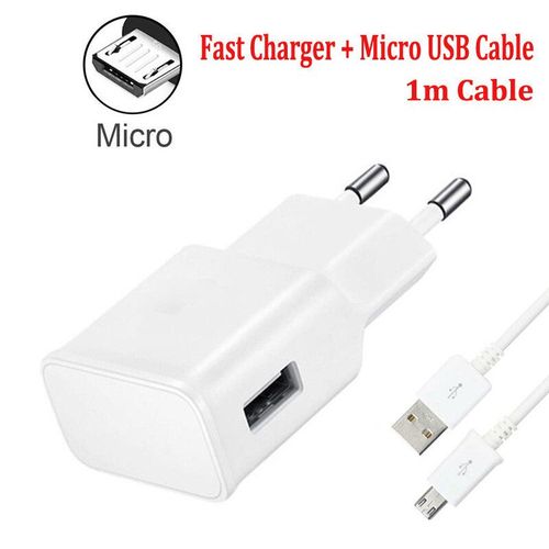 Chargeur Mural Avec Adaptateur,Cble Micro Usb,Pour Samsung Galaxy S7 S6 Edge S5 S4 A10 J310 J330 J510 J530,9v/1,67a,Prise Ue - Type A Set Of White