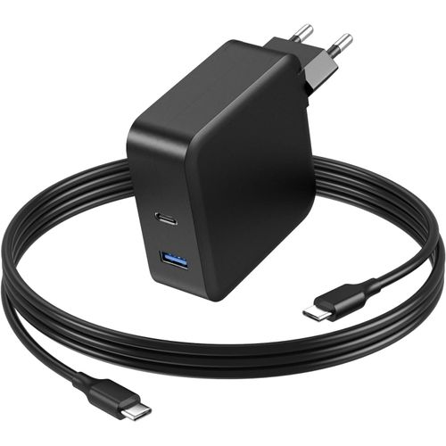 Chargeur Ordinateur USB C 100W 90W 65W 45W Alimentation PC Portable pour Macbook Pro Air Lenovo HP Dell ASUS Acer Samsung Huawei MSI Honor Adaptateur Secteur Chargeur Rapide USB C 2 Ports