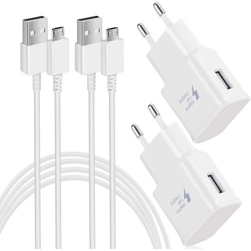 Chargeur Pour Samsung Chargeur Rapide Avec Cble De Charge Rapide Micro Usb 1,5 M Compatible Avec Samsung Galaxy S7 S7 Edge S6 S5 S4 S3 S2 Note5/4 Xcover 4 3 2 J4+ A5 A7 J3 J5 J7 Tab (Lot De.[F178]