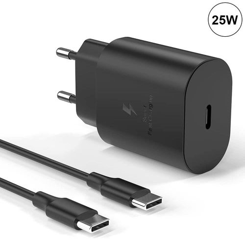 Chargeur Rapide 25w Usb-C + Cble Usb-C Vers Usb-C 1m Noir Pour Samsung Galaxy S10 S10+ S10e S9 S9+ - E.F.Connection