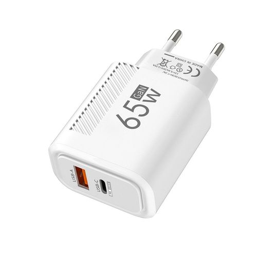Chargeur Rapide 65w Gan Usb C Pd&qc 3.0 Pps 2-Port Allocation Intelligente De Puissance Usb-C X1 Et Usb-A X1,Compacte Prise Pliable Voyager, Iphone 14,Macbook,Dell Xps, Ipad, Galaxy S20
