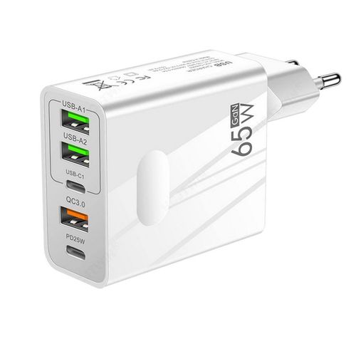 Chargeur Rapide 65w Prise Multiple Avec 2 Usb C + 2 Usb + 1 Qc 3.0 Chargeur 5 Ports Pour Sony Xperia 5 Ii 6.1