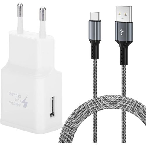 Chargeur Rapide Adaptateur Et Cble Usb De Type C En Nylon De 2 M Fast Charge 3.0 Cble De Charge Rapide Compatible Avec Samsung Galaxy S20/S10/S9/S8/Note 20/10/9/8, Z Flip3, Google Pixel.[F220]