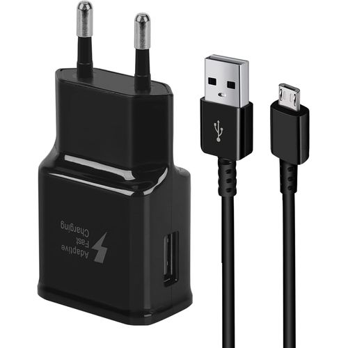 Chargeur Rapide Afc 2a - Bloc D'alimentation Usb Avec Cble Micro Usb De 1,5 M Compatible Avec Samsung Galaxy S7/S7 Edge/S6/S6 Edge/S5/S4/A6/J7/J3/Note 5/Note 4/3/Lg G4/G3, Xiaomi, Redmi Etc (Noir)