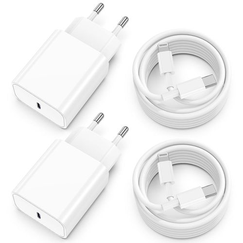 Chargeur Rapide Avec Cble Pour Iphone 14/13,[Lot De 2] 20w Usb C Chargeur Avec Cordon Lightning 2m,Long Type C Adaptateur Secteur Pour Apple Iphone 14 Pro Max/13 Mini/12/11/8 Plus/Xr/7/6/X