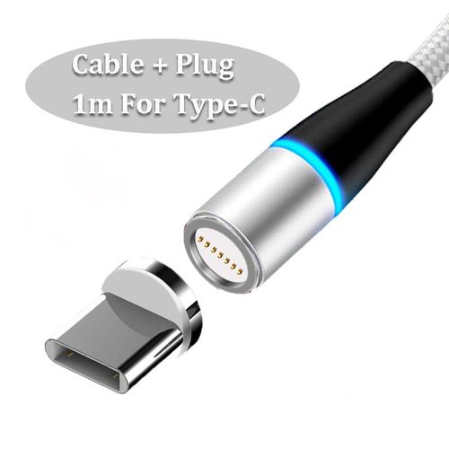 Chargeur Rapide Qc 3.0 Pour Samsung S20 Ultra S10 S9 S8 Plus,Adaptateur Mural Pour Huawei Mate 20 10 Lite Pro Type-C Usb,Cble Magntique - Type Silver For Type-C