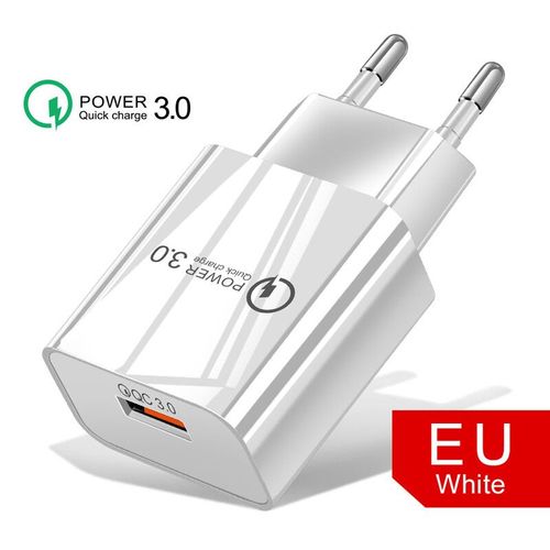 Chargeur Rapide Qc 3.0 Pour Tlphone Portable,Avec Cble Micro Usb,Pour Samsung A10 A7 2018 J6 J4 Plus Huawei P Smart Plus Honor 9 Lite 8x - Type Eu White Cable