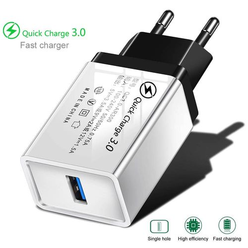 Chargeur Rapide Usb 3.0 Qc Pour Tlphone Portable,Adaptateur Ue,Cble Micro Usb C,Charge Rapide 3.0,Iphone,Samsung,Xiaomi,Huawei - Type Eu Plug-Black