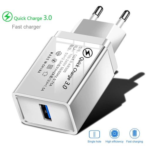 Chargeur Rapide Usb 3.0 Qc Pour Tlphone Portable,Adaptateur Ue,Cble Micro Usb C,Charge Rapide 3.0,Iphone,Samsung,Xiaomi,Huawei - Type Eu Plug-Gray