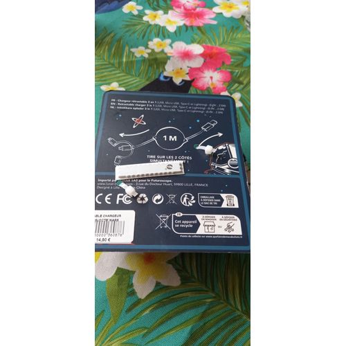Chargeur Rtractable 3 En 1 ( Usb, Micro Usb,, Type C Et Lightning)