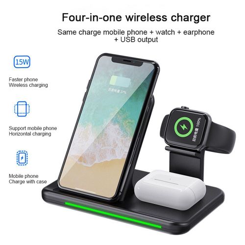 Chargeur sans fil 15W, station de charge 3 en 1, chargeur sans fil pour tlphones, montres et couteurs pour...