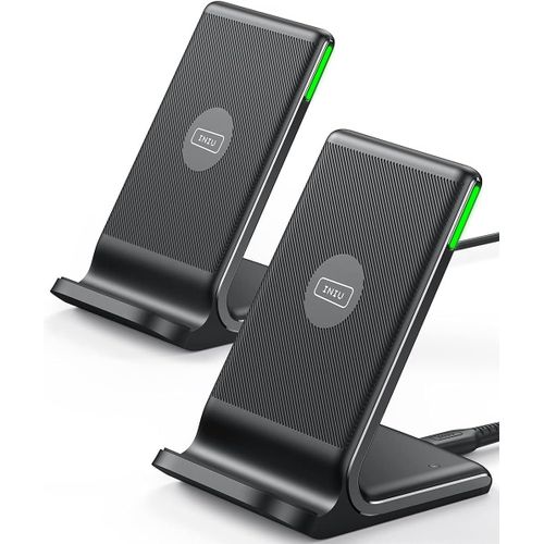 Chargeur Sans Fil, [2 Pack] 15w Qi Certifi Chargeur Induction Double Bobine Lumire Adaptative Facile  Dormir Wireless Charger Stand Pour Iphone 15 14 13 12 11 Pro Max Samsung Go[Car780087]
