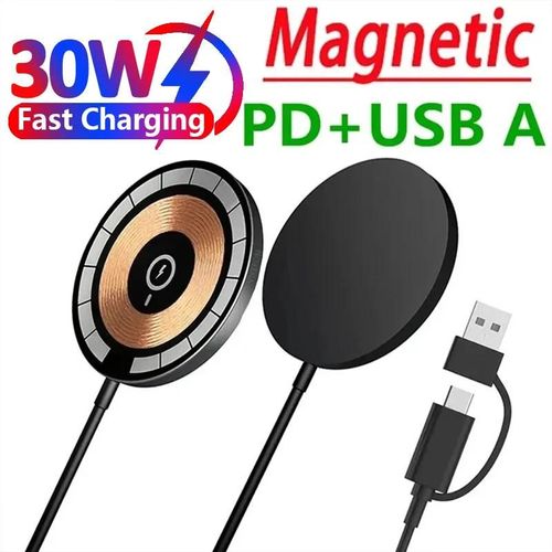 Chargeur Sans Fil Magntique 30w Pour Macsafe Iphone 15 14 13 12 Pro Max Mini Type C, Support De Chargeur Rapide Sans Fil Pour Tlphone Type C And Usb A