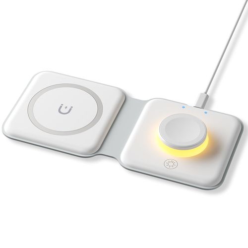 Chargeur Sans Fil Station De Charge Qi 2 En 1, Station De Charge Inductive Pliable Pour Casque Sans Fil, Apple Watch Srie Se/8/7/6/5/4/3/2 Et Iphone 14/13/12/Pro/Max/X/Xs/Xr/8/8plus (Blanc)