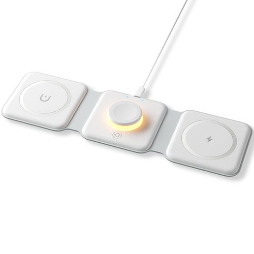 Chargeur Sans Fil Station De Charge Qi 3 En 1, Station De Charge Inductive Pliable Pour Casque Sans Fil, Apple Watch Srie Se/8/7/6/5/4/3/2 Et Iphone 14/13/12/Pro/Max/X/Xs/Xr/8/8plus (Blanc)