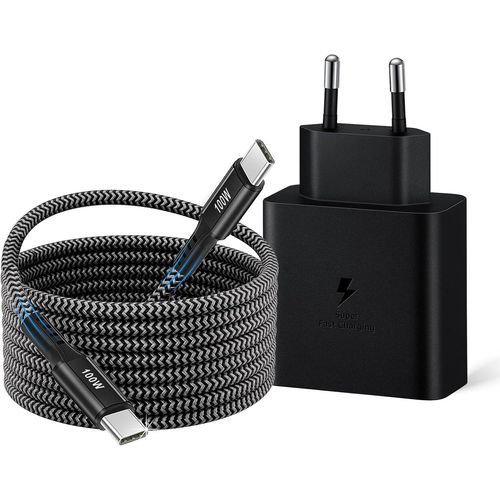 Chargeur Super Rapide Usb-C 45 W, Type C Pr Secteur Rapide Avec 2m 100w Nylon Cble Usb C Pour Samsung Galaxy S25 S24 S23 S22 S21 S20 Ultra/Plus/Fe, Note20/10+, A72 A55 A54, Tab S9 S8 S10 Ultra