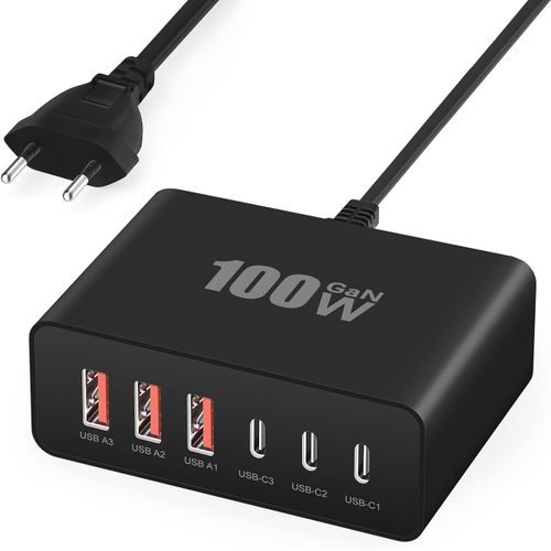 Chargeur Usb C,100w 6 Ports Prise Usb C,Chargeur Rapide Phone,Multiprise Type C Power Adaptateur Pour Phone 16 15 14 13 12 11 Pro Max X Xs Xr 8 7 6s Plus Mini Se,Samsung Galaxy,1-Pices-Noir