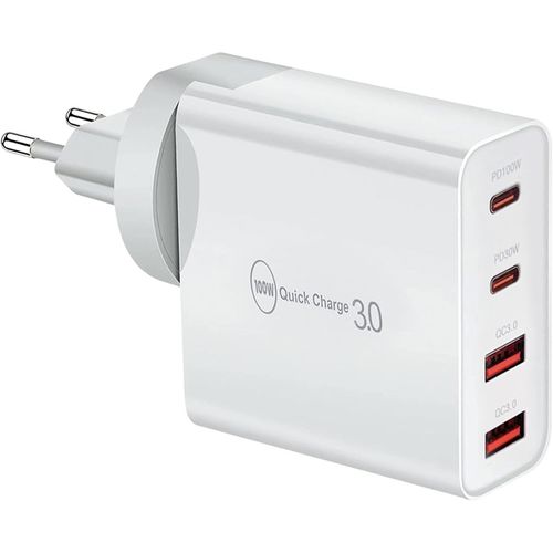 Chargeur Usb-C 100w,Chargeur Rapide 4 Ports Quick Charger Pd 3.0 Multiple Compatible Avec Iphone 15/14/13/12,Se,Mac Pro/Air,Ipad Pro,Samsung,Huawei,Xiaomi,Steam Deck,Type C Et Usb A Alimentation